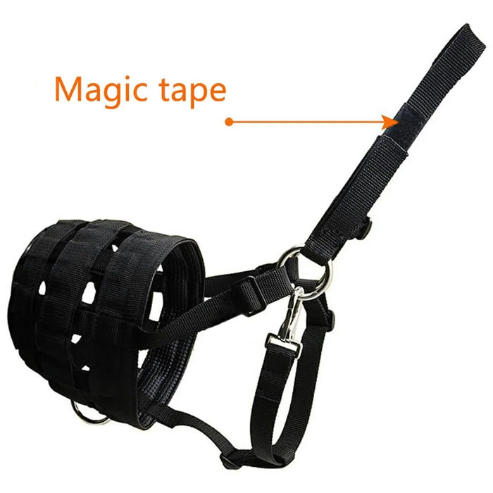 Size L Horse Muzzle Thick Webbing Breathable Equine Grazing Muzzle Padded Anti-Bite Mask - Black - 2
