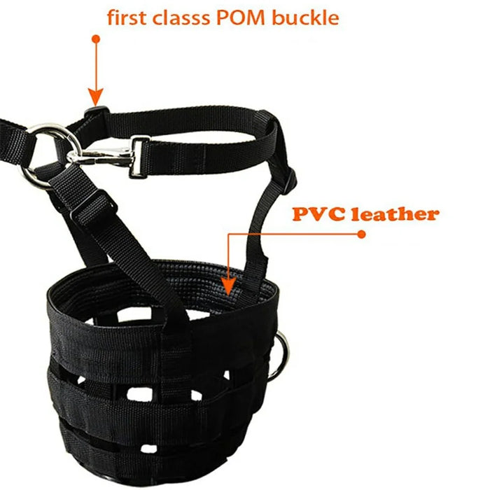 Size L Horse Muzzle Thick Webbing Breathable Equine Grazing Muzzle Padded Anti-Bite Mask - Black - 3