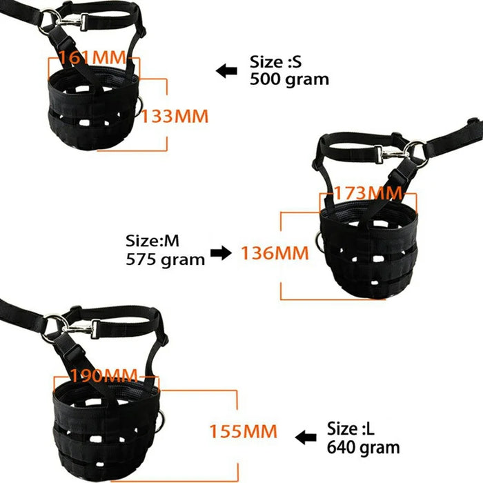 Size L Horse Muzzle Thick Webbing Breathable Equine Grazing Muzzle Padded Anti-Bite Mask - Black - 6