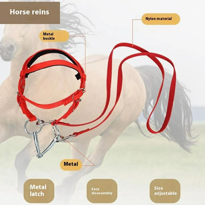 Horse Riding Halter Rope Equestrian Headgear 1.3m Nylon Bridle Rein for Precise Control - 3
