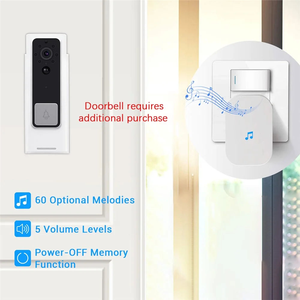 433MHz Plug-in Chime Wireless Video Doorbell Adjustable Volume Music Selection Ding-Dong Door Bell - White US Plug - 3