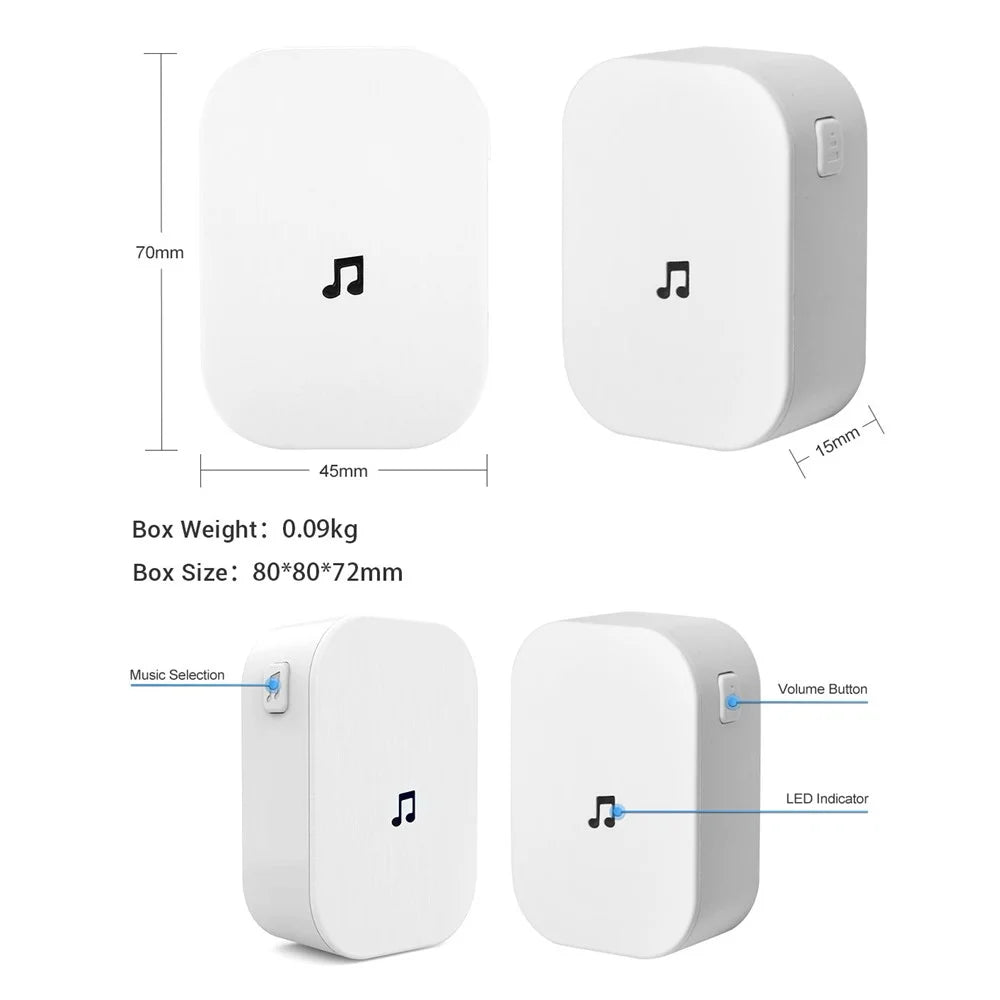 433MHz Plug-in Chime Wireless Video Doorbell Adjustable Volume Music Selection Ding-Dong Door Bell - White US Plug - 6