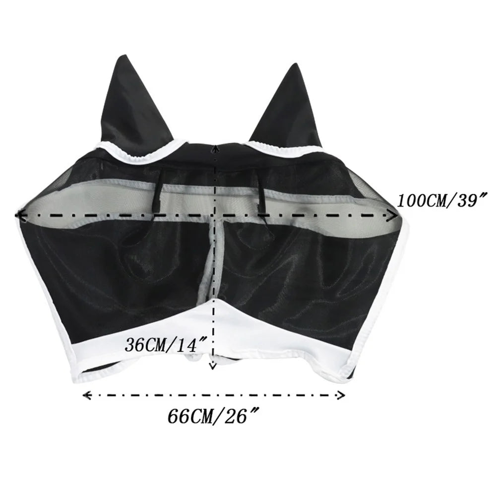 MMZ-001 Horse Fly Mask Comfortable Stretchy Elastic Horse Face Cover Anti-mosquito Eye Protection Horse Face Mask - Black - 4