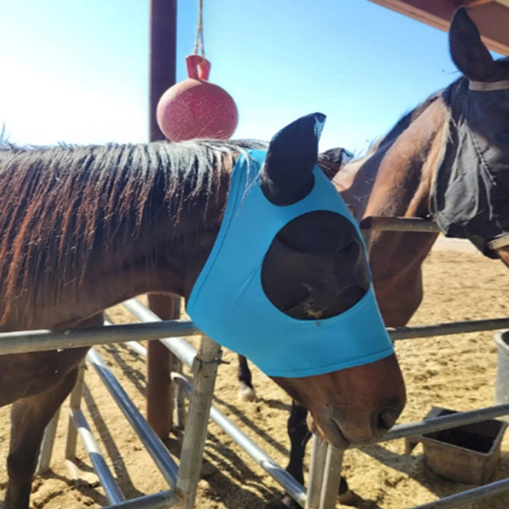 MMZ-001 Horse Fly Mask Comfortable Stretchy Elastic Horse Face Cover Anti-mosquito Eye Protection Horse Face Mask - Black - 6