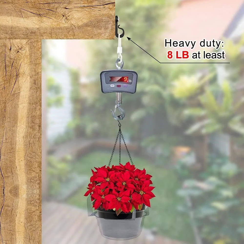 10-Pack Outdoor Hanging Plant Hooks for String Lights - Heavy-Duty Screw-In Expansion Anchors - Black - 5