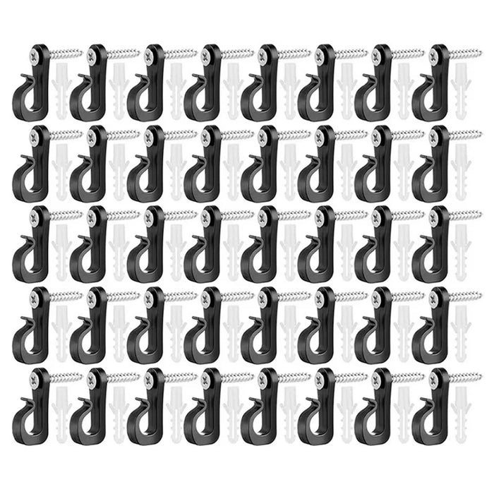 40Pcs Q-Hanger Screw Hooks ABS+Stainless Steel Outdoor Hangers for Hanging String Lights - Black - 1
