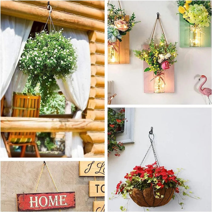 40Pcs Q-Hanger Screw Hooks ABS+Stainless Steel Outdoor Hangers for Hanging String Lights - Black - 6