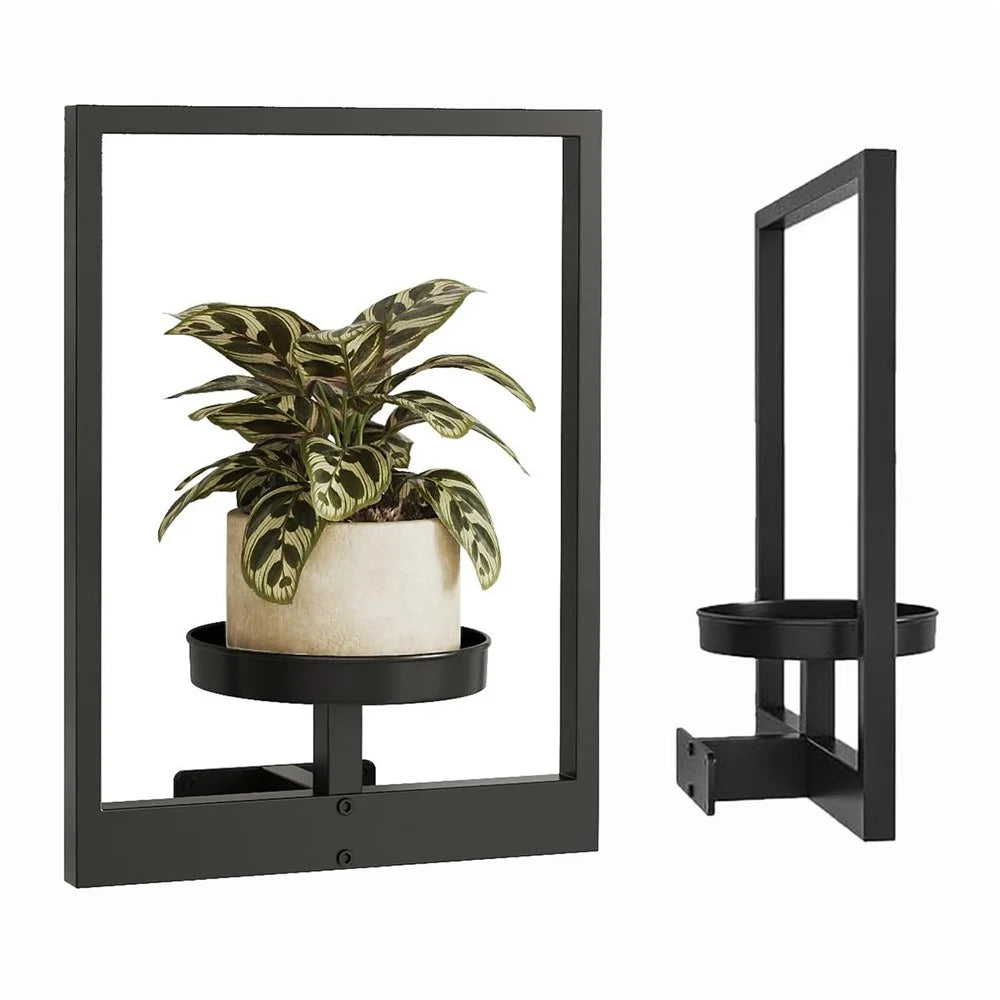 Plant Pot Shelf Indoor Outdoor Wall Mounted Decorative Flower Rack Iron Display Stand - 1