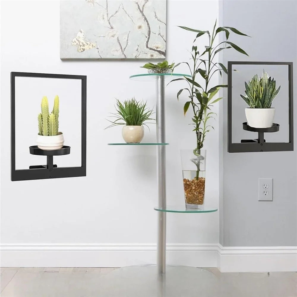 Plant Pot Shelf Indoor Outdoor Wall Mounted Decorative Flower Rack Iron Display Stand - 3