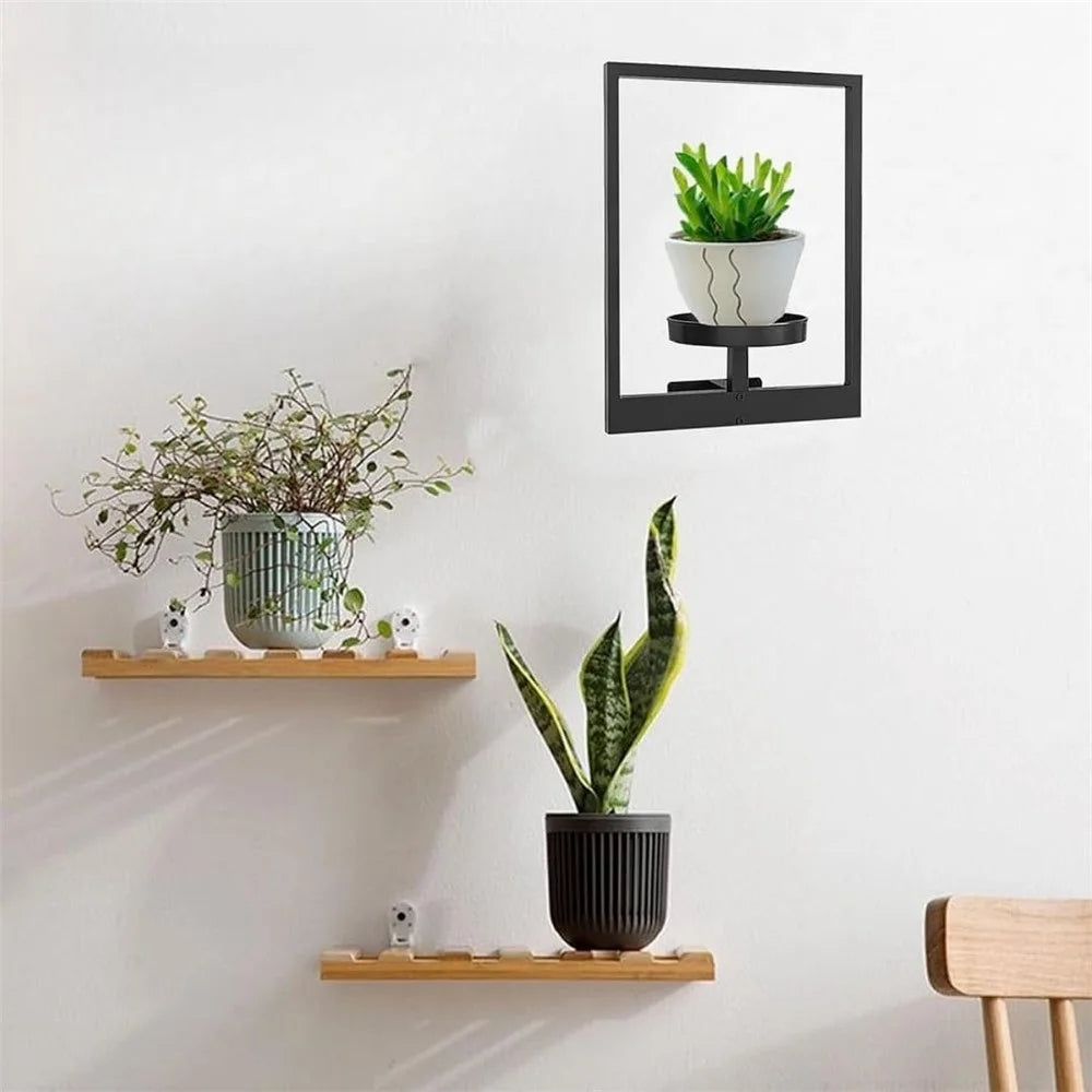 Plant Pot Shelf Indoor Outdoor Wall Mounted Decorative Flower Rack Iron Display Stand - 4