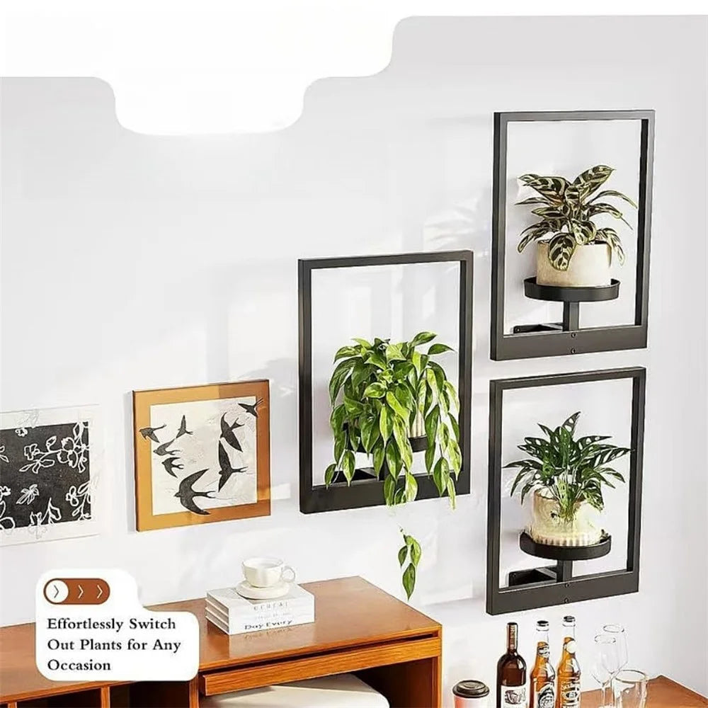 Plant Pot Shelf Indoor Outdoor Wall Mounted Decorative Flower Rack Iron Display Stand - 6