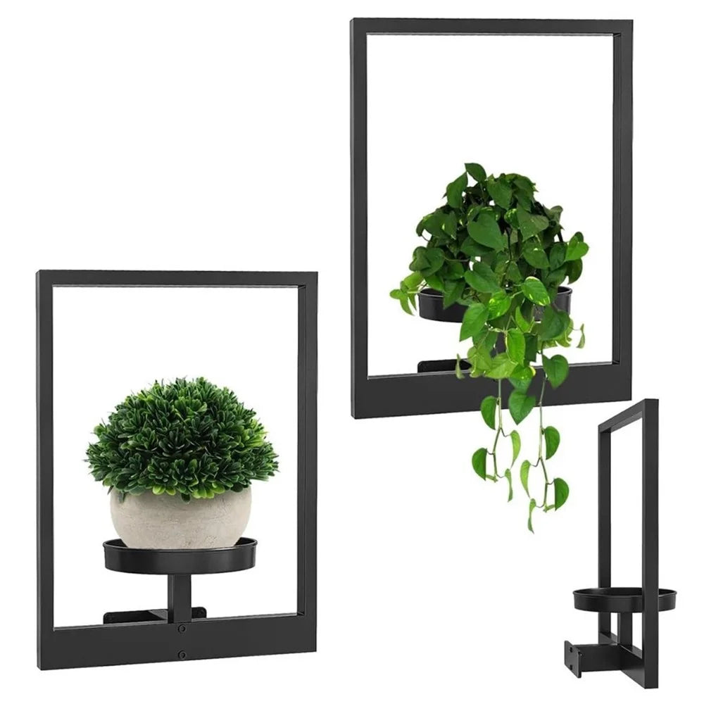 Plant Pot Shelf Indoor Outdoor Wall Mounted Decorative Flower Rack Iron Display Stand - 7