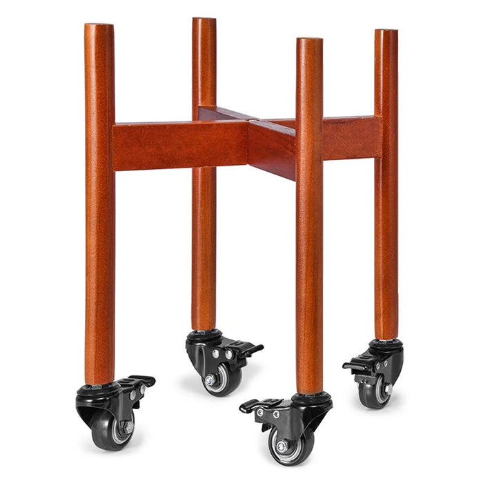 Wooden Plant Stand with Wheels Rolling Flower Pot Holder for Indoor Outdoor Balcony - Reddish Brown - 1