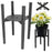 Cross Square Iron Tube Retractable Plant Stand with Round Tray Flower Pot Holder Garden Home Decor - 1