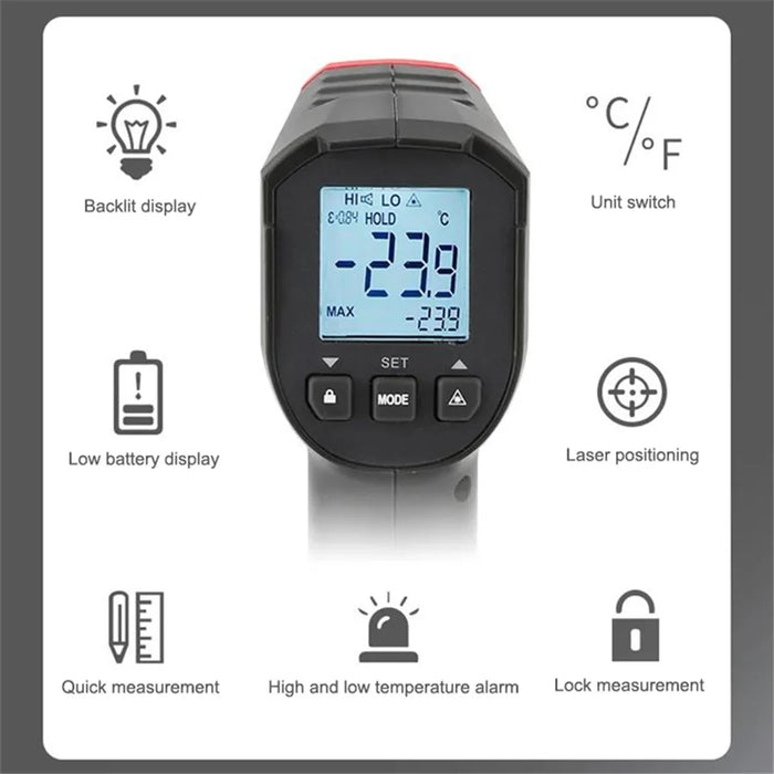 UNI-T UT306S Digital Thermometer Non-contact Industrial Infrared Laser Temperature Meter - 3