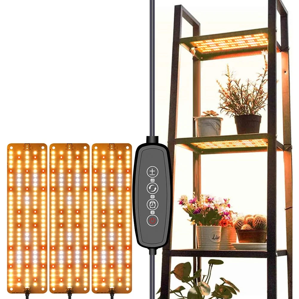 12V 3-Panel Plant Growing Light Plant Shelf Seedling Growth Fill Light, EU Plug - Warm Light - 3