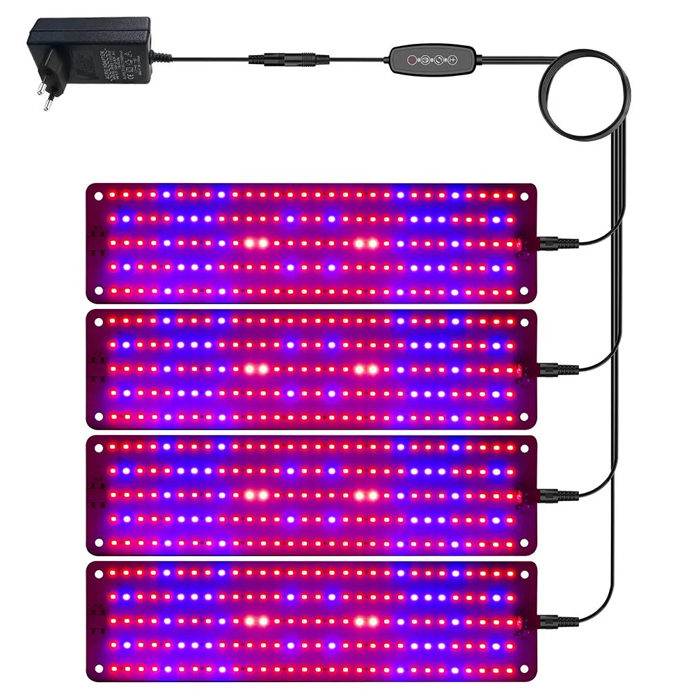 12V 4-Panel Plant Seedling Growth Light 6 Brightness Plant Shelf Fill Light, EU Plug - Red+Blue Light - 1