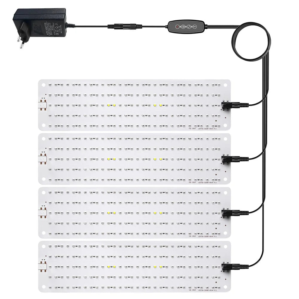 12V 4-Panel Plant Seedling Growth Light 6 Brightness Plant Shelf Fill Light, EU Plug - Red+Blue Light - 2