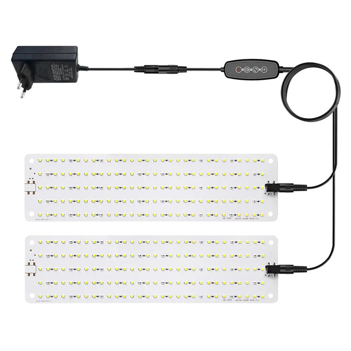 12V 2-Panel Plant Growing Light Potted Plants Shelf Seedling Growth Fill Light, EU Plug - Cold Light - 2
