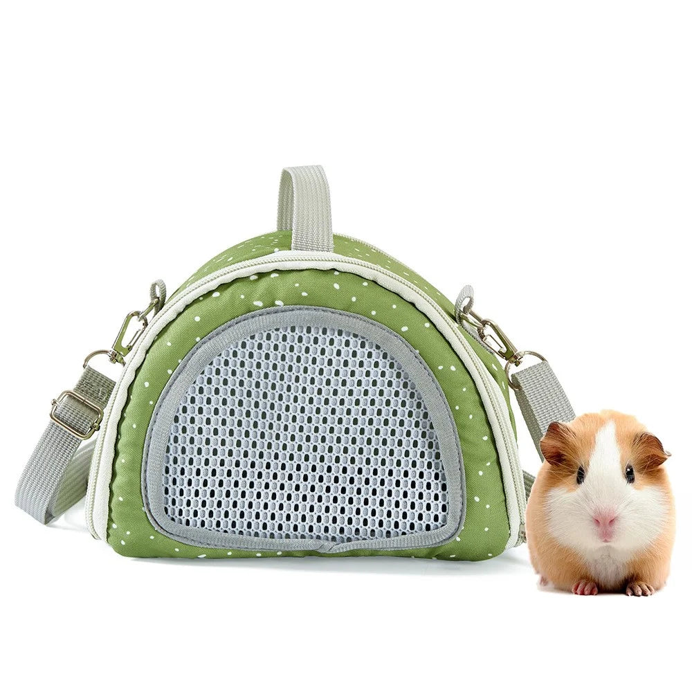 QS-117 Hamster Squirrel Carrier Bag Polyester Outdoor Lizard Small Pet Gift Crossbody Bag - Olive Green - 2
