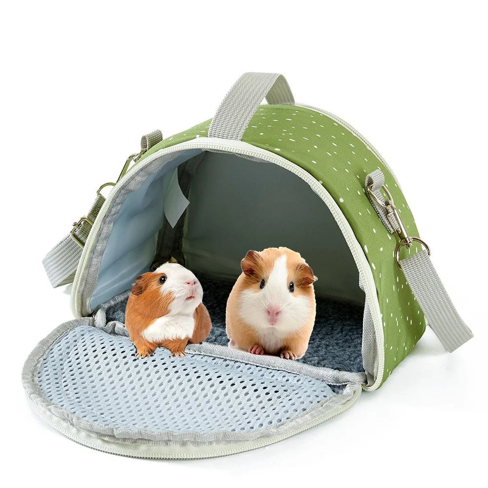 QS-117 Hamster Squirrel Carrier Bag Polyester Outdoor Lizard Small Pet Gift Crossbody Bag - Olive Green - 3