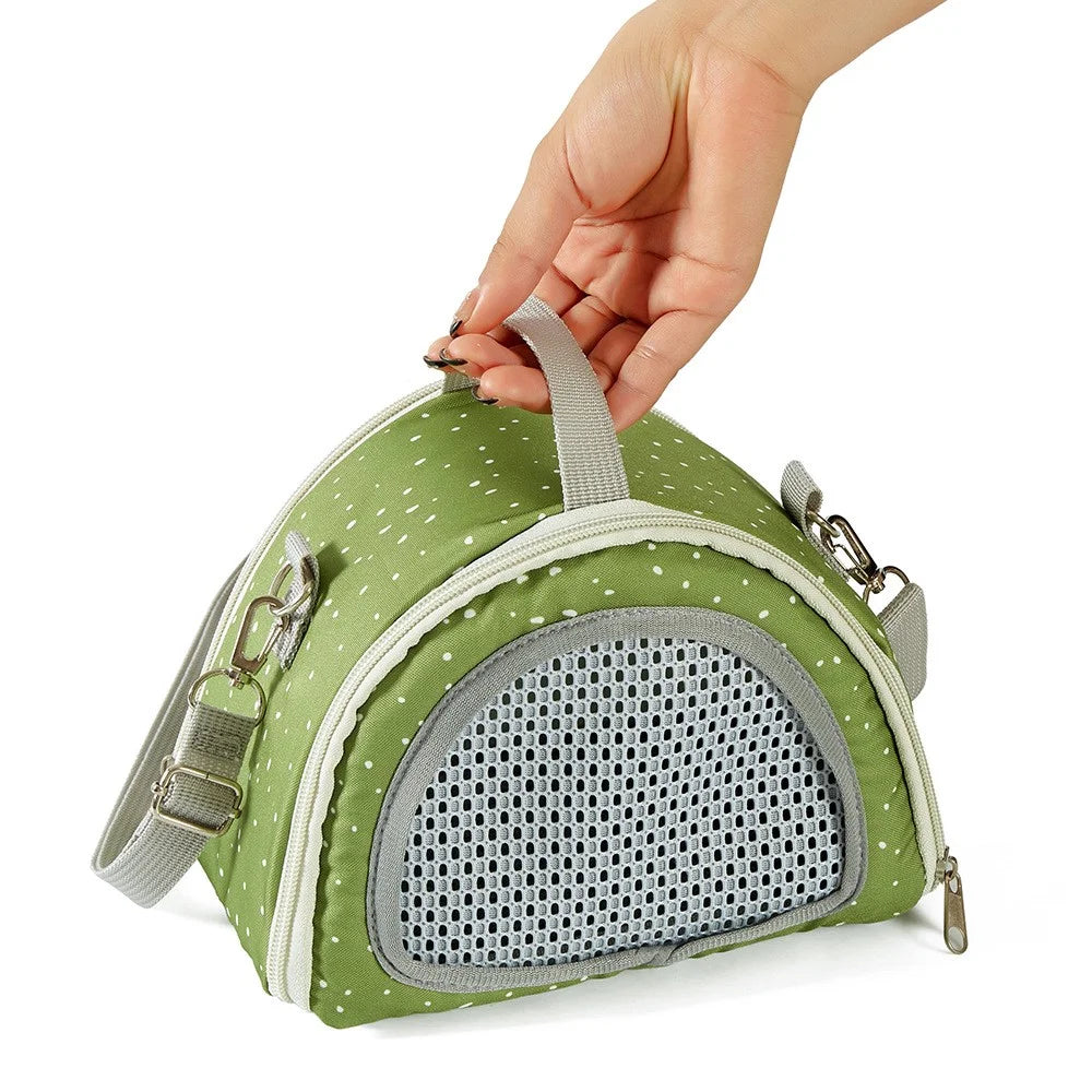 QS-117 Hamster Squirrel Carrier Bag Polyester Outdoor Lizard Small Pet Gift Crossbody Bag - Olive Green - 4