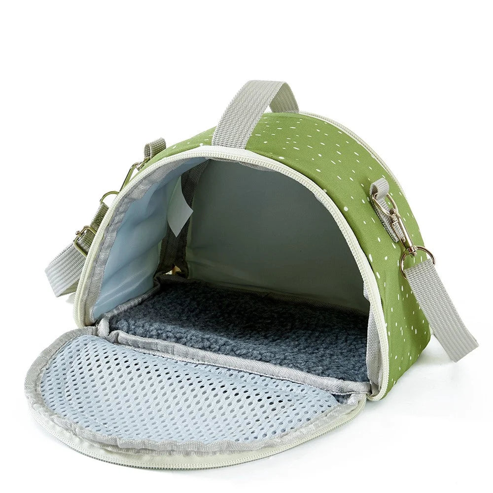 QS-117 Hamster Squirrel Carrier Bag Polyester Outdoor Lizard Small Pet Gift Crossbody Bag - Olive Green - 5