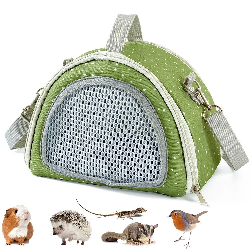 QS-117 Hamster Squirrel Carrier Bag Polyester Outdoor Lizard Small Pet Gift Crossbody Bag - Olive Green - 7