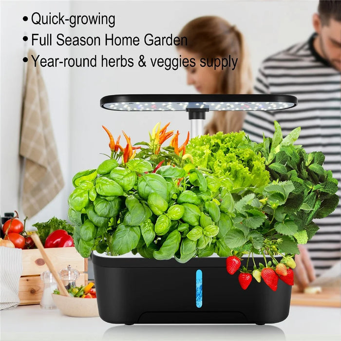 6-Hole Smart Hydroponic Planter Indoor Herb Vegetable Fruit Flower Pot with LED Grow Light - Black / EU Plug - 4