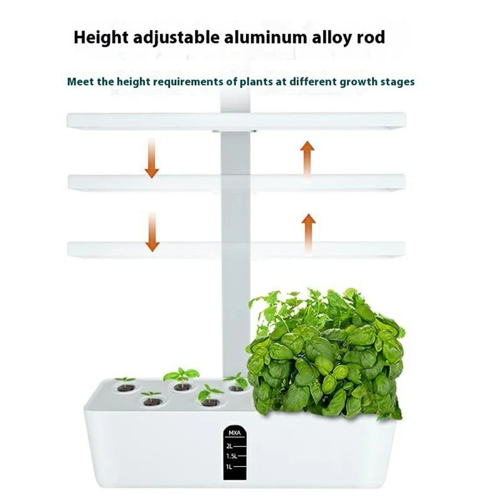 Halo-03 9-Hole Smart Hydroponics Plant Growing System Indoor Vegetable Flower Pot with LED Grow Light - White / EU Plug - 3