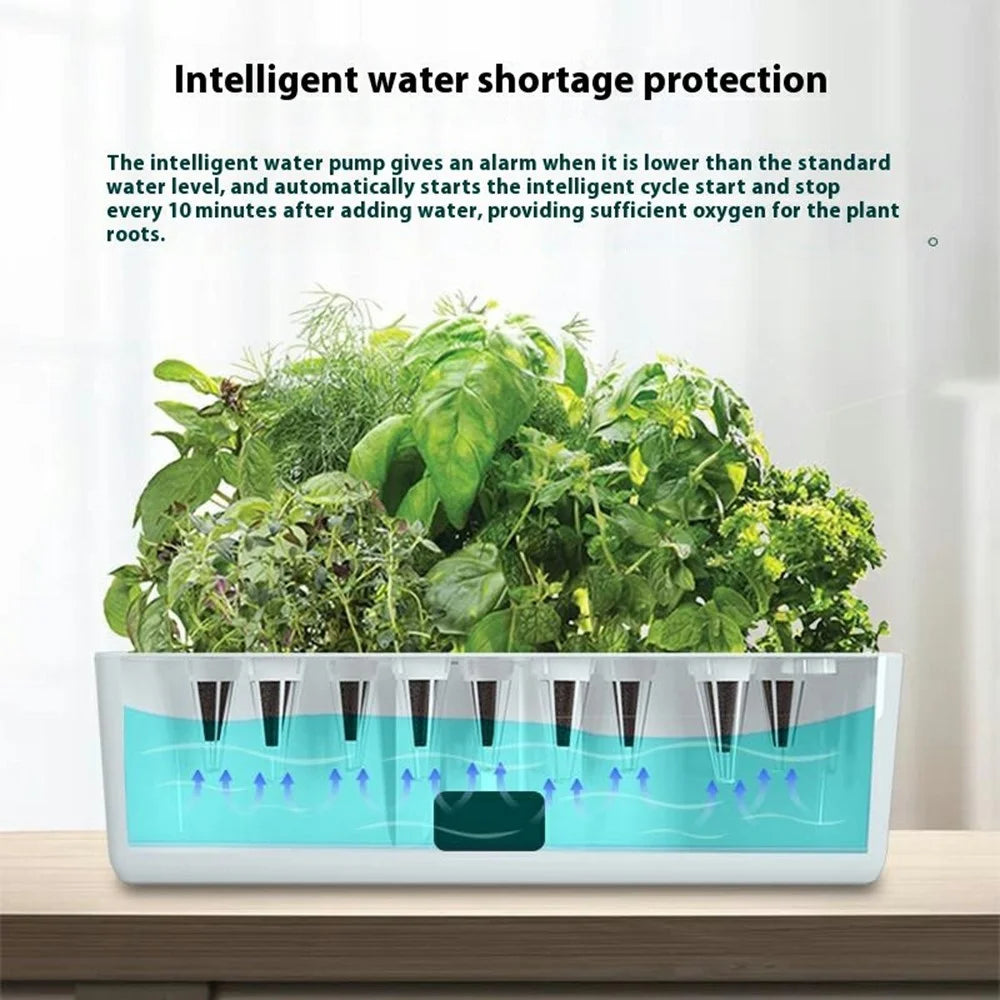 Halo-03 9-Hole Smart Hydroponics Plant Growing System Indoor Vegetable Flower Pot with LED Grow Light - White / EU Plug - 4
