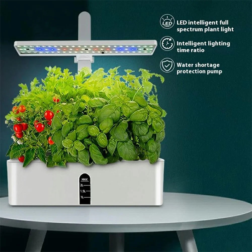 Halo-03 9-Hole Smart Hydroponics Plant Growing System Indoor Vegetable Flower Pot with LED Grow Light - White / EU Plug - 5