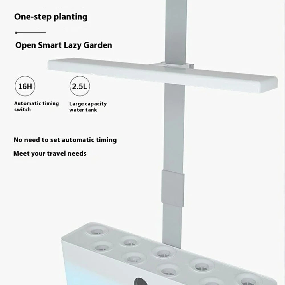 Halo-03 9-Hole Smart Hydroponics Plant Growing System Indoor Vegetable Flower Pot with LED Grow Light - White / EU Plug - 7