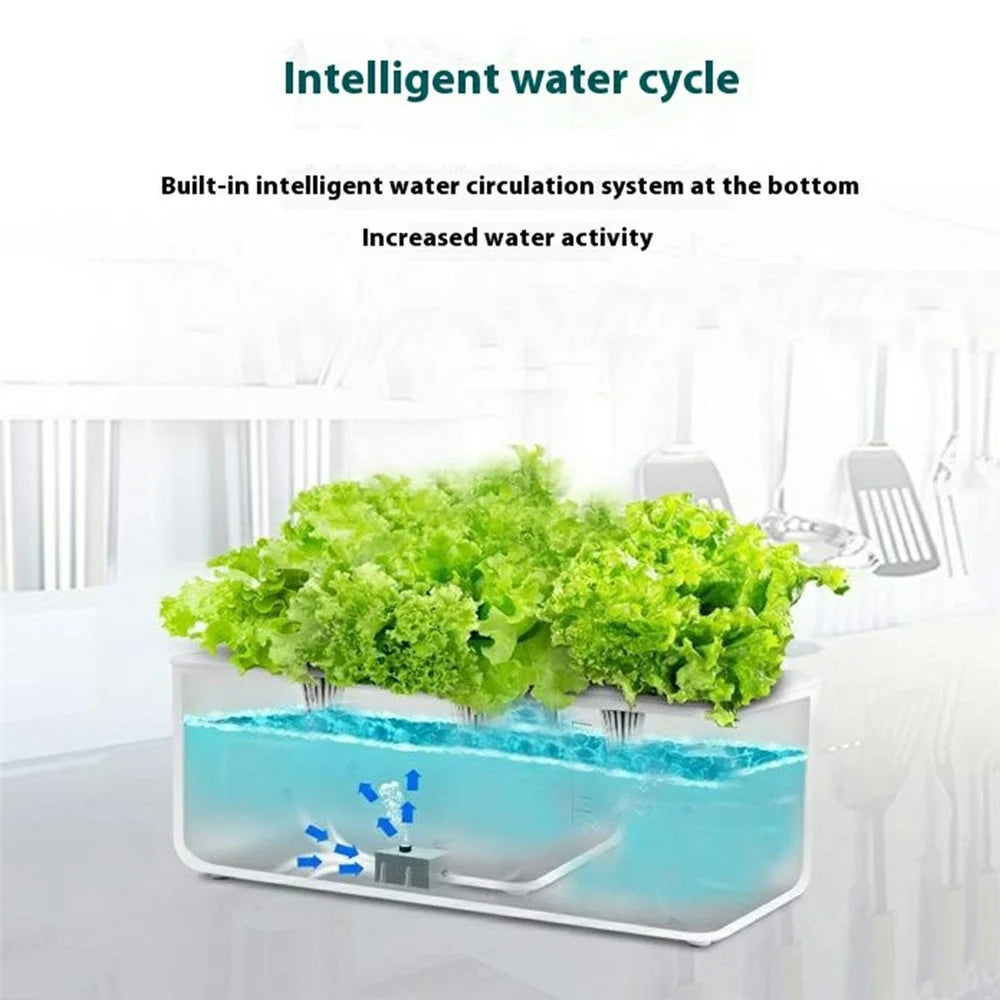 Halo-01 Bamboo + ABS 10 Holes Smart Hydroponic Indoor Plant Vegetables Growing Light Planter - EU Plug - 7