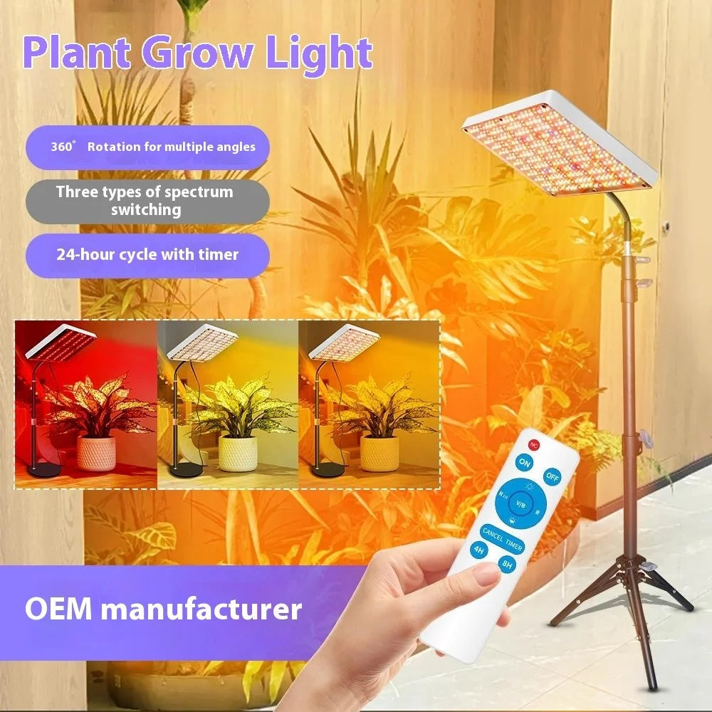 Full Spectrum LED Plant Grow Light with Floor Tripod Veg Bloom Mode Stepless Dimming Growing Lamp, Style F - US Plug - 7