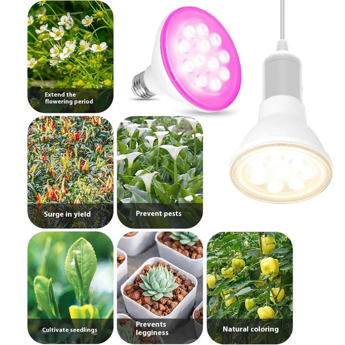 12-LED 11W High Efficiency E27 Base PAR LED Grow Light for Plants Indoor Growth Lamp - Warm Light - 6