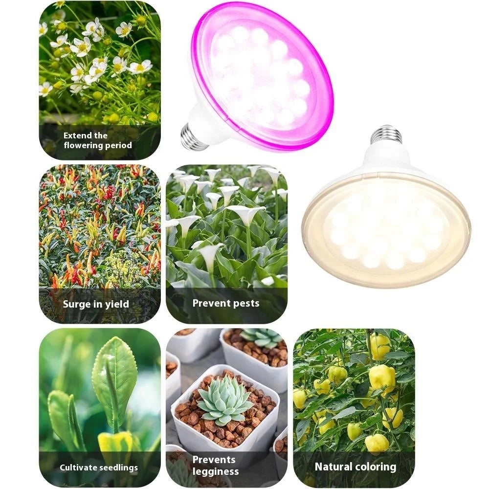 18-LED 15W High Efficiency E27 Base PAR LED Grow Light for Plants Indoor Growth Lamp - Warm Light - 7