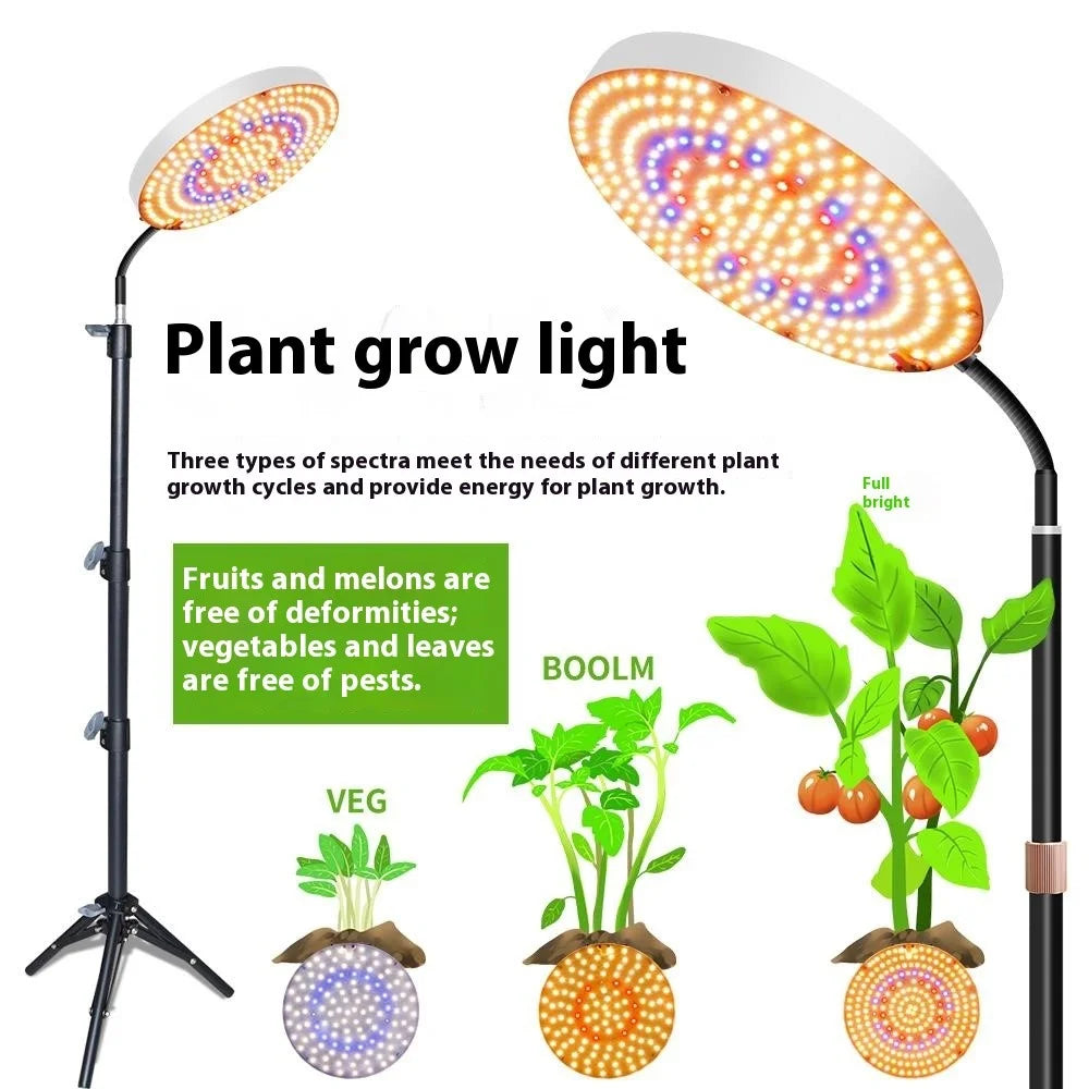 Style G Round Shape Sunlight Simulation Plant Grow Light with Tripod VEG and BLOOM Segmented LED Growing Lamp, EU Plug - 7