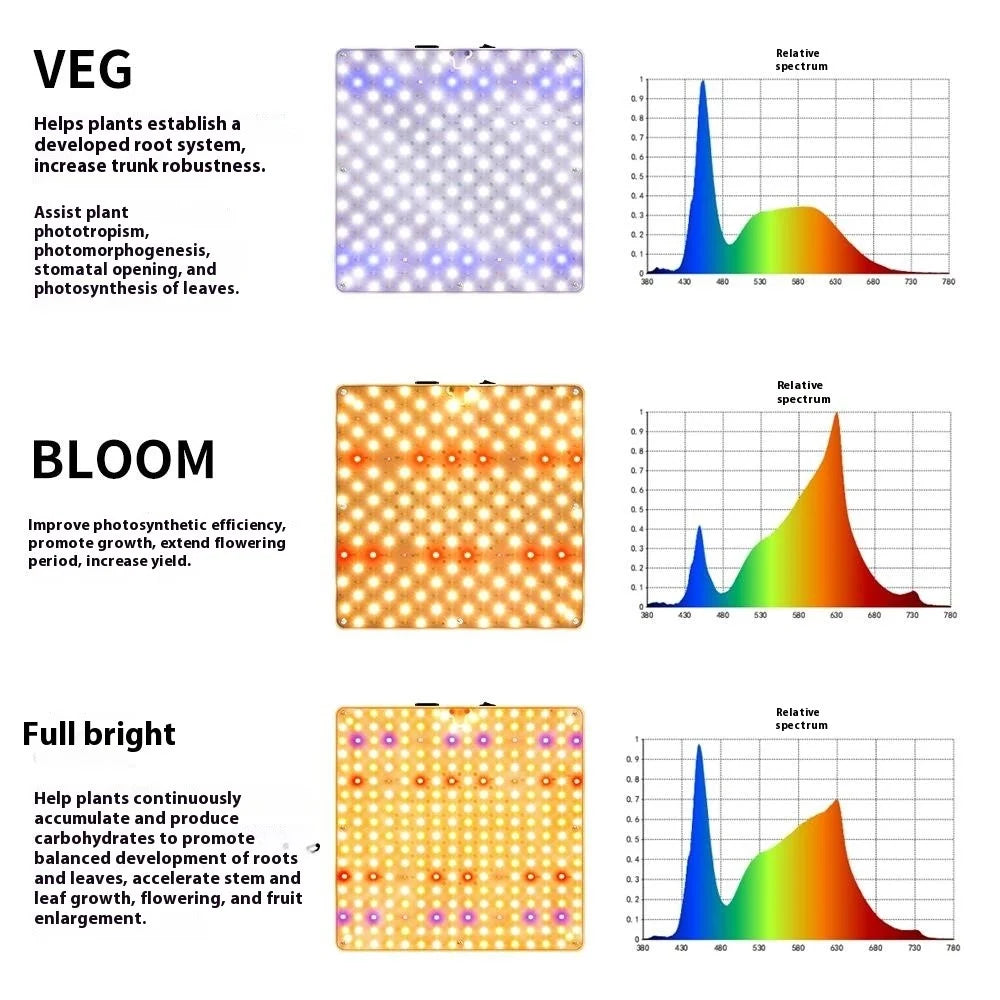 Style G Square Shape Sunlight Simulation Plant Grow Light VEG and BLOOM Segmented Desktop LED Growing Lamp, EU Plug - 4