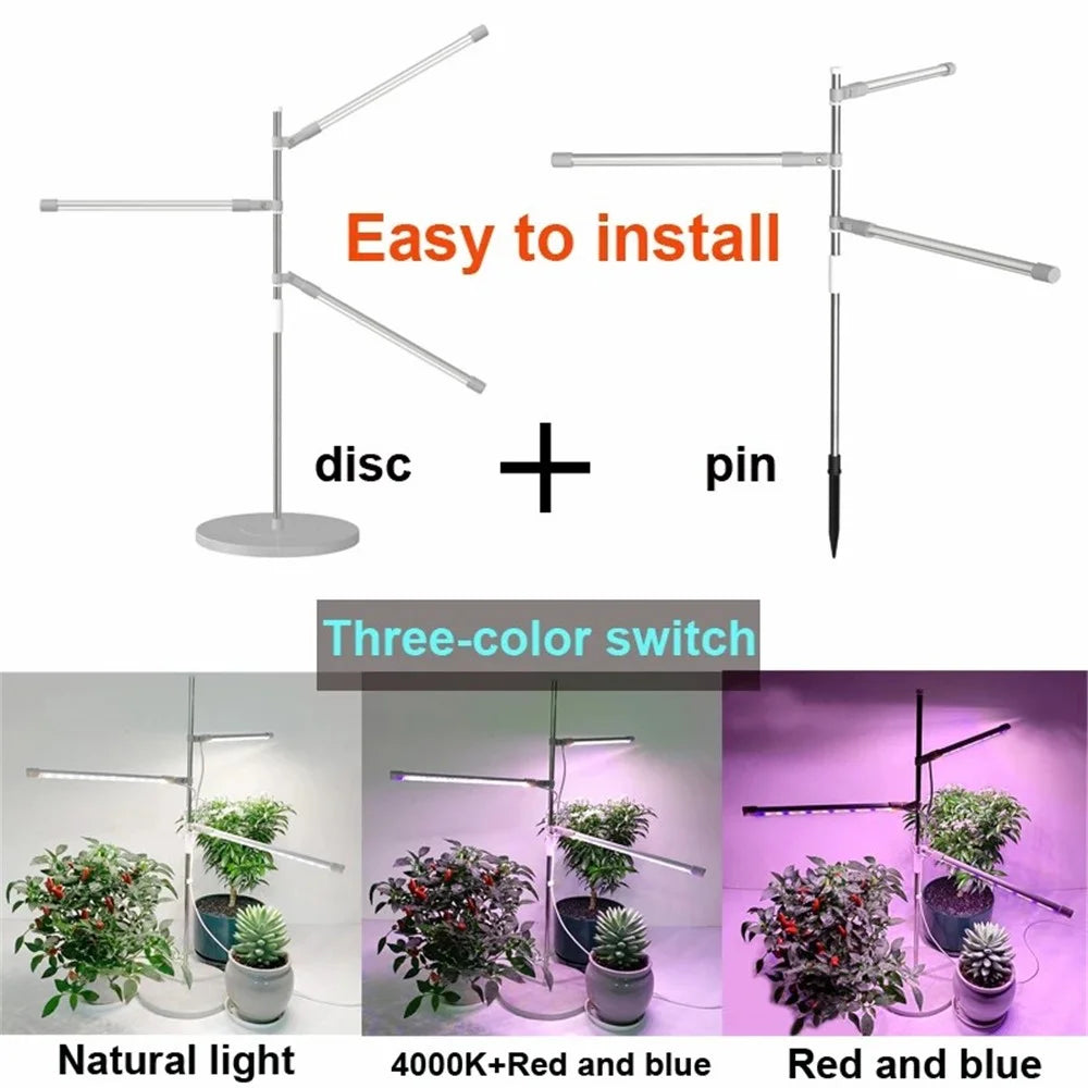 XYM-Grow Light(4000+RB)-TX-WX 10W Indoor Succulent Plant Vegetable Fruit Growth Lamp Full Spectrum Plant Light Bar - US Plug - 2