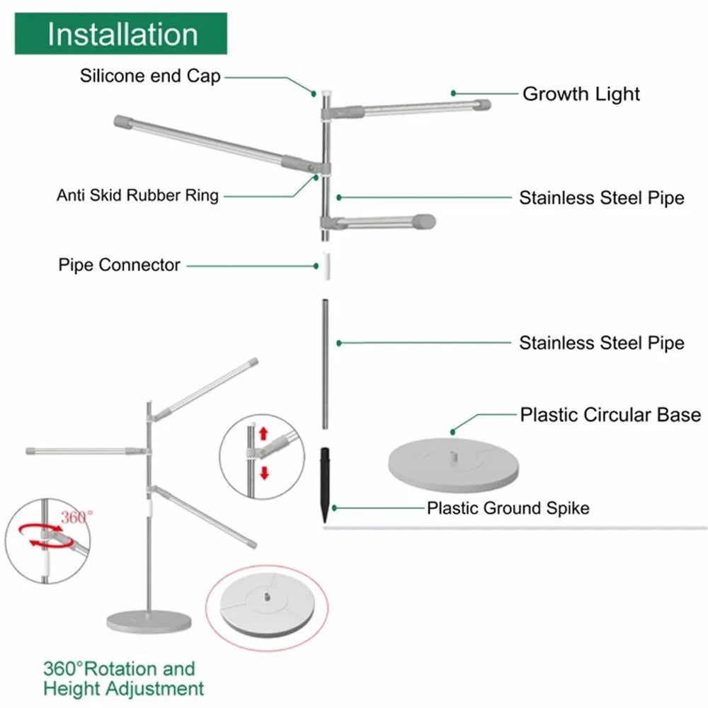 XYM-Grow Light(4000+RB)-TX-WX 10W Indoor Succulent Plant Vegetable Fruit Growth Lamp Full Spectrum Plant Light Bar - US Plug - 4
