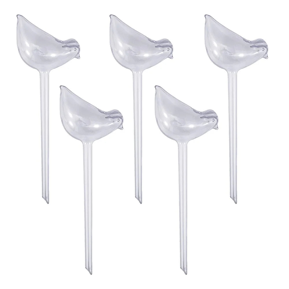 5Pcs 90ml Bird Shape Plant Waterer Automatic Watering Device PVC Drip Irrigation System, Size L - Transparent - 1