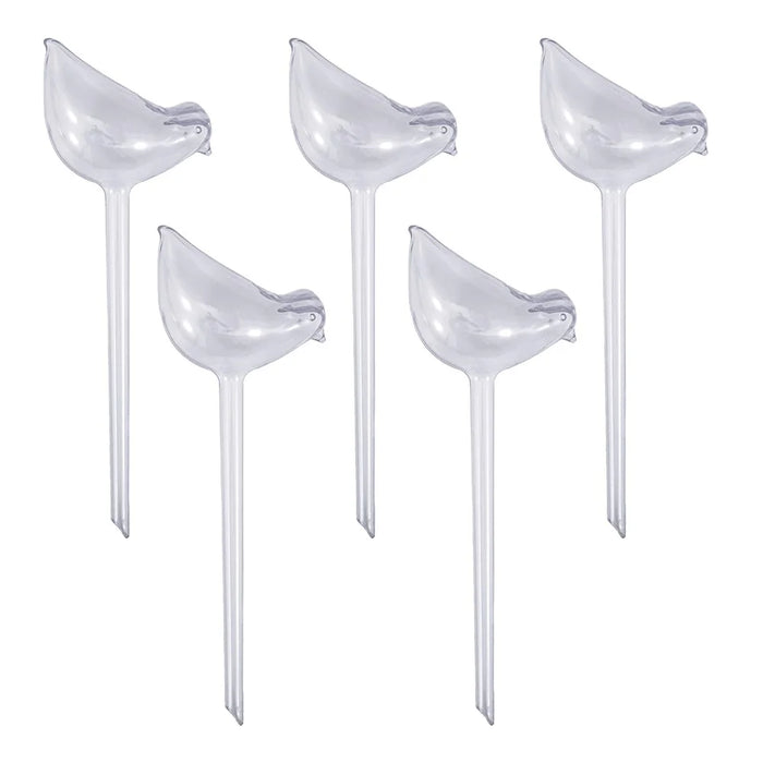 5Pcs 90ml Bird Shape Plant Waterer Automatic Watering Device PVC Drip Irrigation System, Size L - Transparent - 1