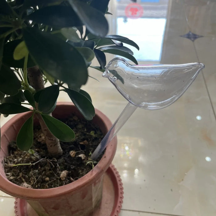 5Pcs 90ml Bird Shape Plant Waterer Automatic Watering Device PVC Drip Irrigation System, Size L - Transparent - 2