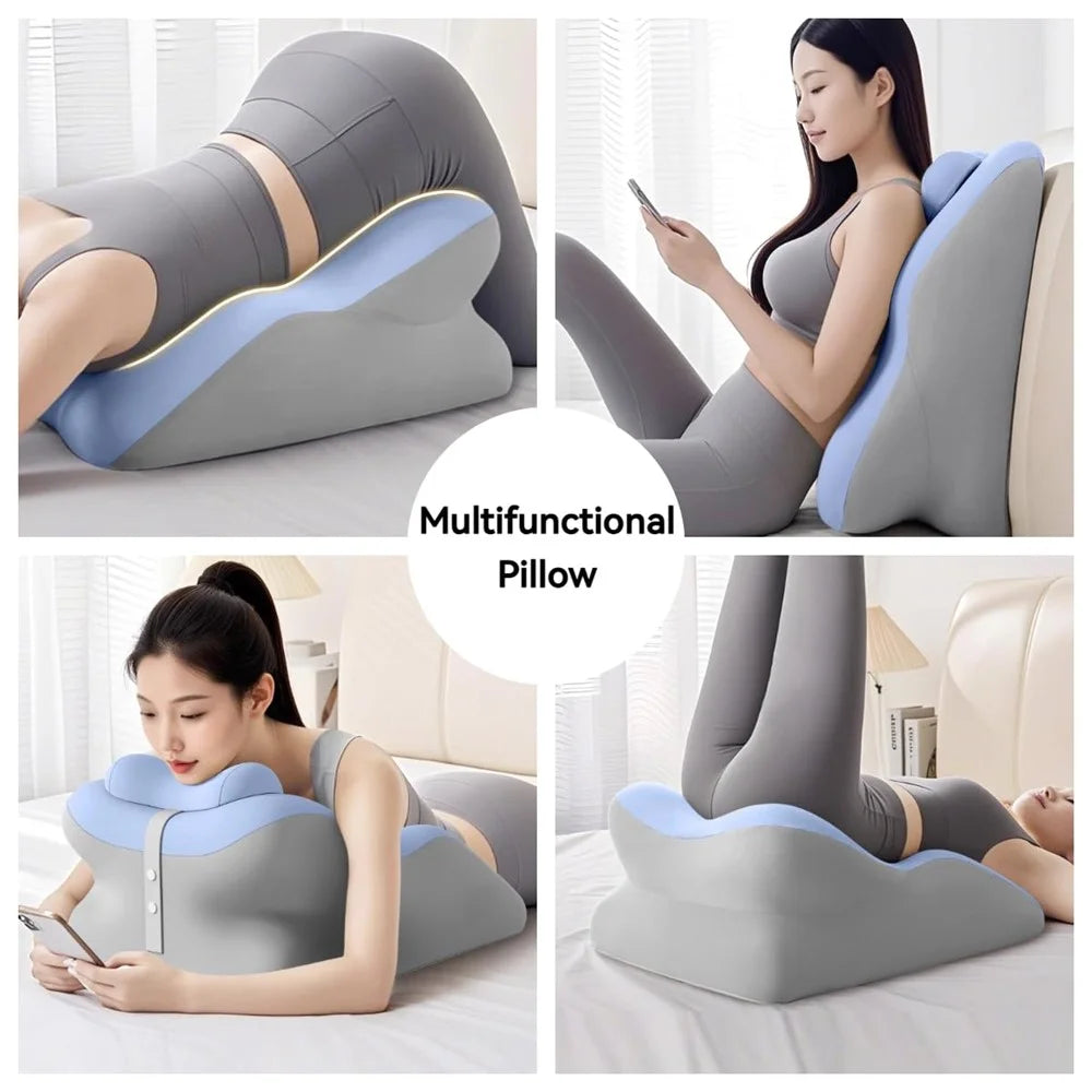 Multi-Functional Couples Conception Support Pillow Memory Foam Ergonomics Pillow with Small Cushion - Blue / Grey - 4