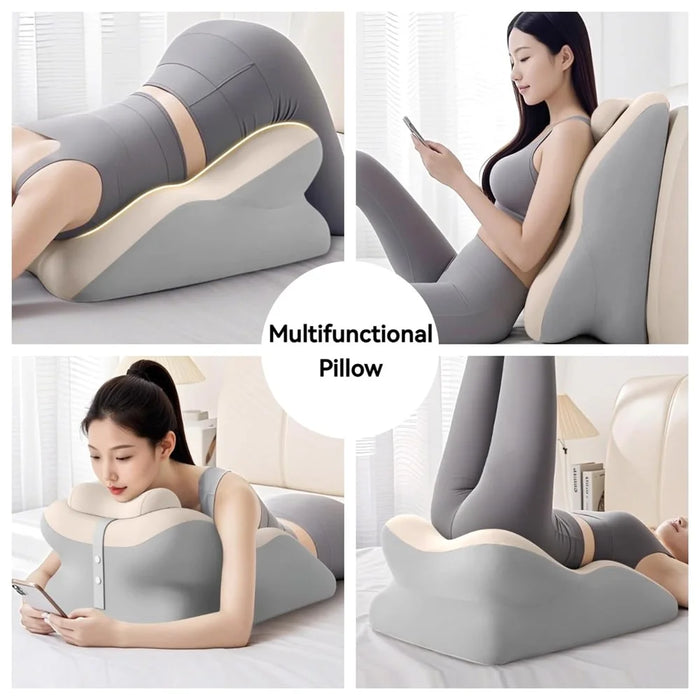 Multi-Functional Couples Conception Support Pillow Memory Foam Prone Position Pillow without Small Cushion - Blue / Grey - 7