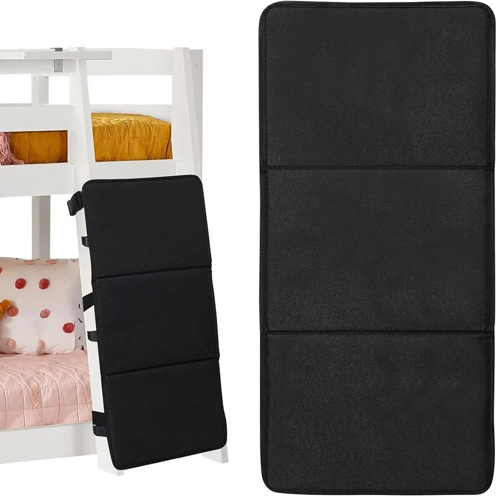 Bunk Bed Ladder Pad Oxford Fabric + PVC Ladder Safety Cover Lock Pad for Kids Climbing Protection - Black - 2