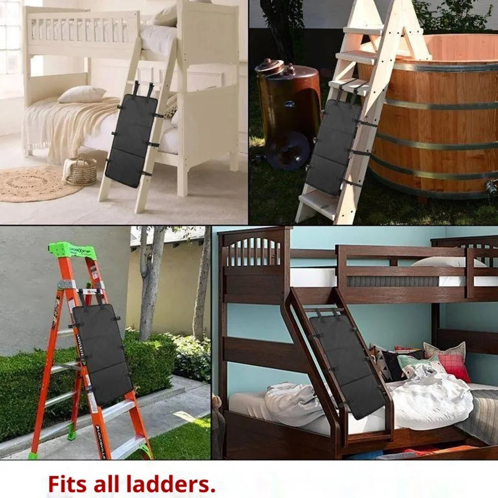Bunk Bed Ladder Pad Oxford Fabric + PVC Ladder Safety Cover Lock Pad for Kids Climbing Protection - Black - 5