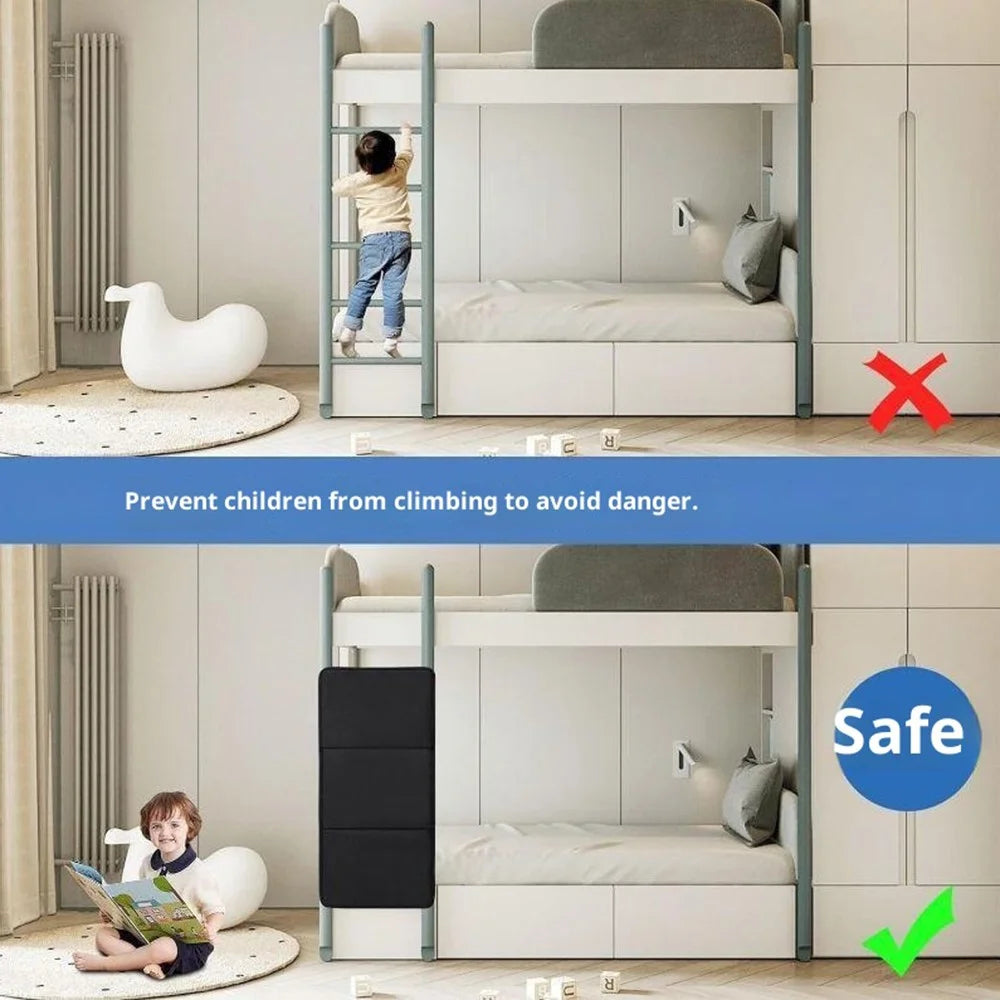 Bunk Bed Ladder Pad Oxford Fabric + PVC Ladder Safety Cover Lock Pad for Kids Climbing Protection - Black - 6