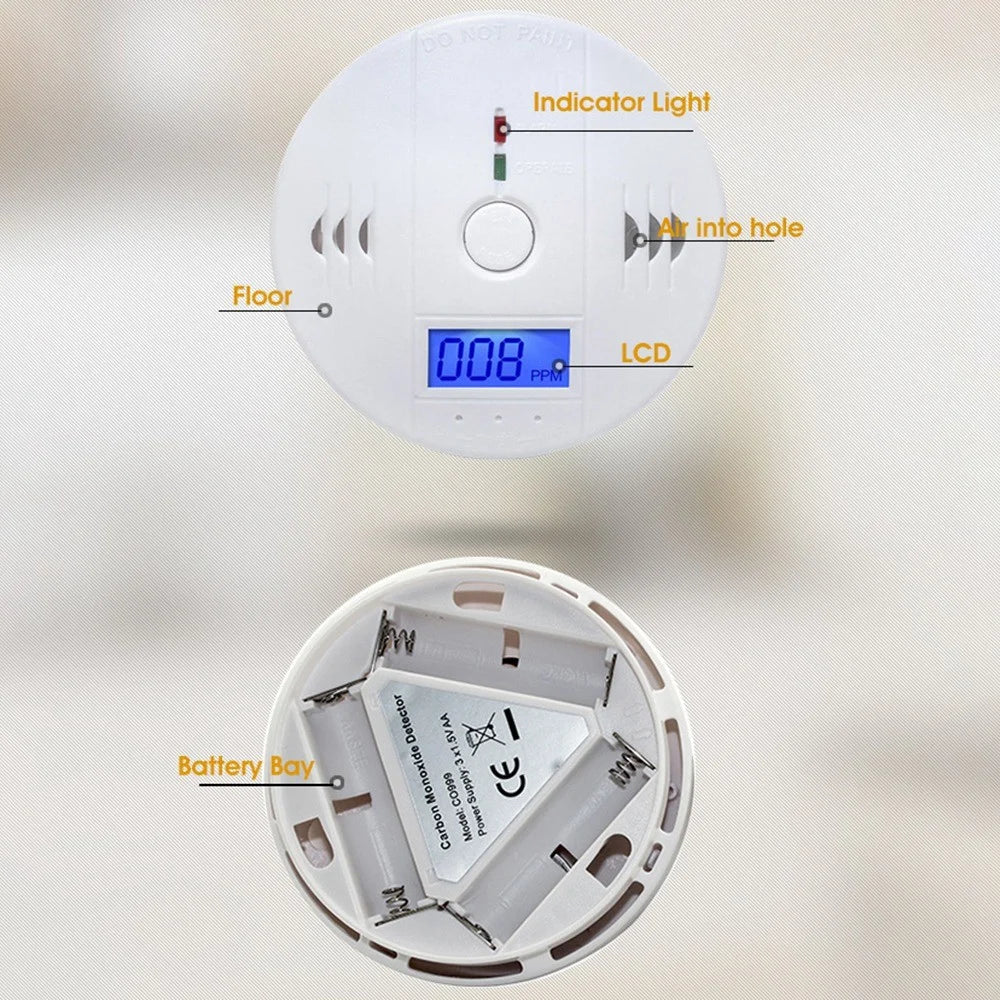 CO999 Carbon Monoxide Alarm Detector Replaceable Battery-Operated CO Alarm Detector with LCD Display for Home School Office (battery not included) - 3